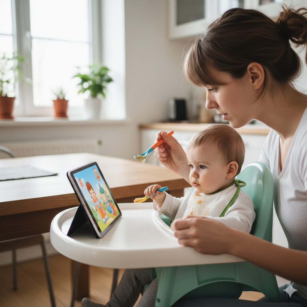 Família vendo receitas
