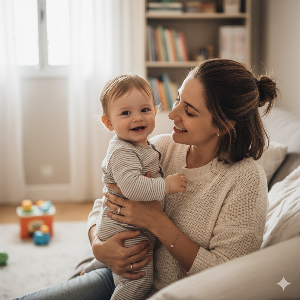 Juliana M. com sua bebê Lara